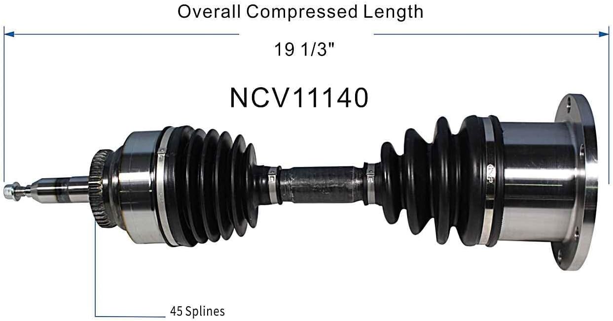 GSP NCV11140 CV Axle Shaft Assembly - Left or Right Front (Driver or Passenger Side), black & silver, 5.5 inch