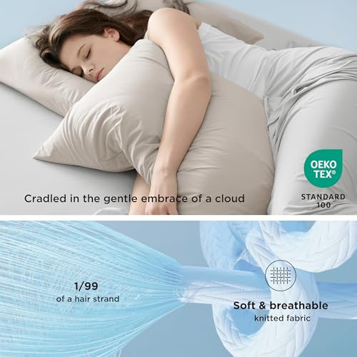 Bedsure Cooling Pillow Cases, Zipper Pillow Cases Standard Size Set of 2, Cool Pillowcases for Hot Sleepers and Night Sweats, Silky Soft & Breathable Cold Pillow Covers, Gift, Beige, 20x26 Inches