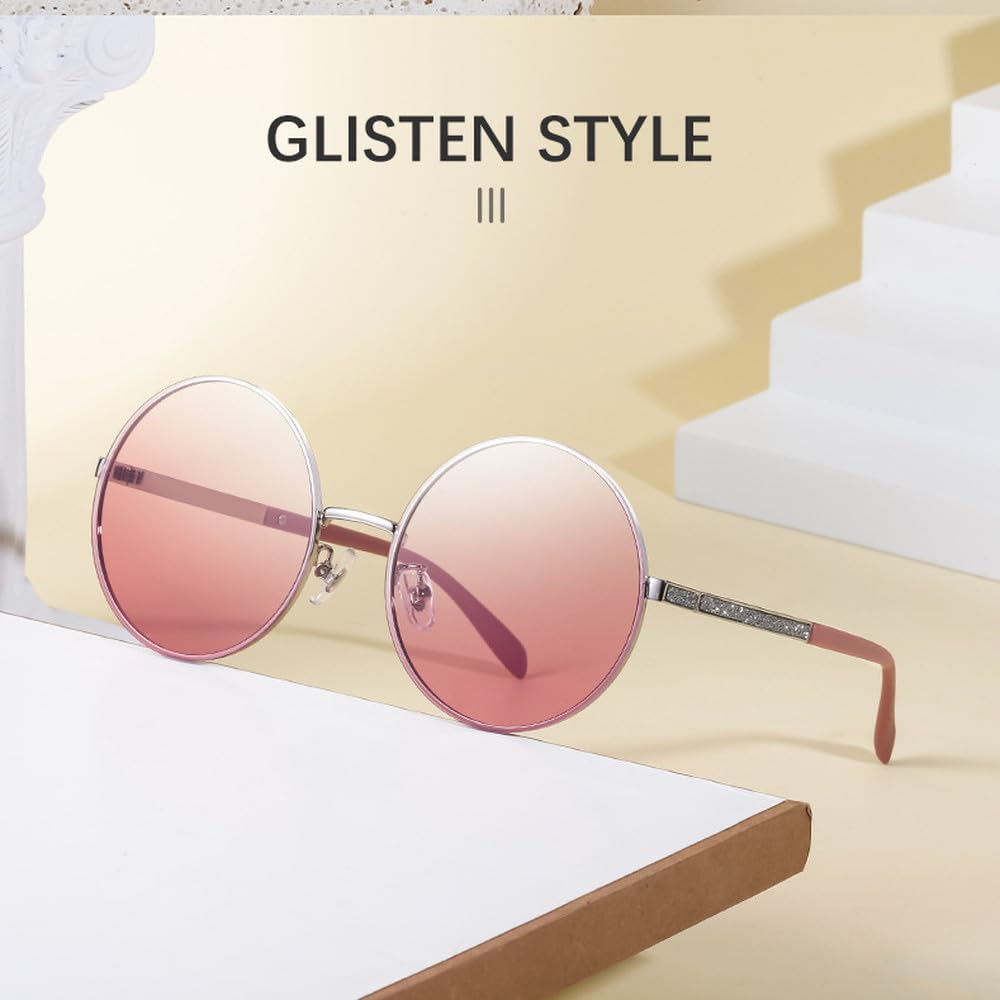 Gafas de sol redondas de gran tamaño para mujer, gafas de sol con espejo para conducir, gafas de sol para mujer con montura grande, lentes con degradado, UV400