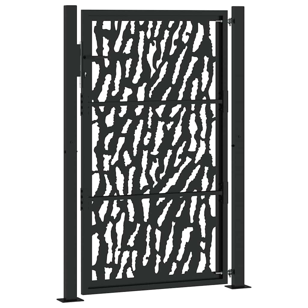 Cancello da giardino in acciaio, 105 x 155 cm, colore nero, in ferro battuto zincato, con design Ele Trace per un ingresso sicuro all'aperto