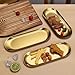 OYWOBET 9x3.8Inch Gold Stainless Steel Decorative Tray, Oval Stainless Steel Small Serving Trays for Tea Fruit, Jewelry Plate, Decorative Storage Tray