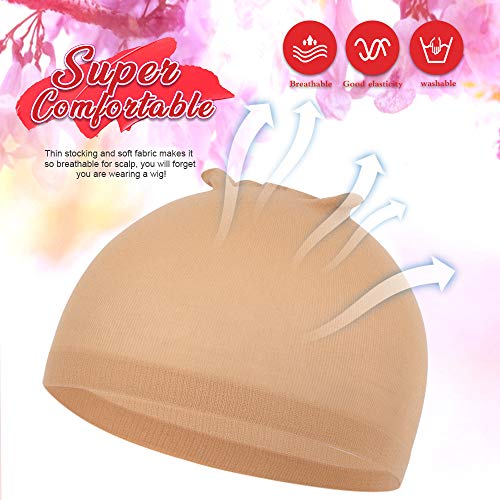 6 Pcs Stocking Wig Caps, Fandamei Light Brown Stocking Caps For Wigs, Stretchy Nylon Wig Caps For Women, Girls, Kids… #TOP2