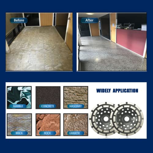 7 Inch, Pack Of Two Double Row Diamond Cup Grinding Wheel, For Angle Grinder On Rock, Ganite, Fits 7/8 Inch Arbor And 5/8 Black #TOP5