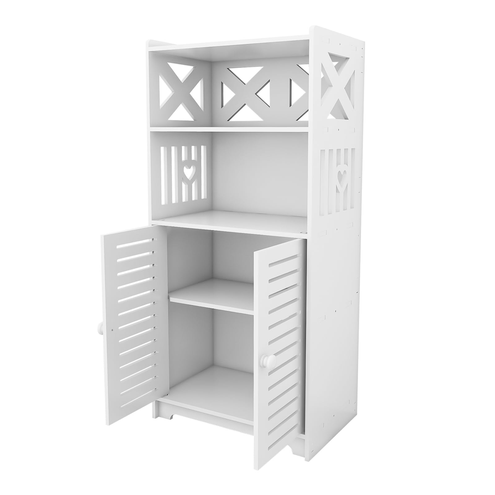 Mobiletto da bagno, armadietto salvaspazio, con cassetto, scomparto, piccoli spazi, con 2 sportelli e 2 scaffali, 75 x 22 x 36 cm