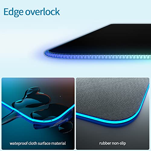 Rgb Large Gaming Mouse Pad With Wireless Chargering,15W Fast Wireless Charging Desk Pad,Premium Microfiber Cloth,Non-Slip Base,10 Light Modes Keyboard Pad For Gaming,Pc,Laptop 31.5" × 11.81" #TOP2
