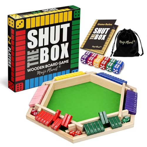 Original Classic Shut The Box Game Wooden Math Dice Board Game 2-6 Players
