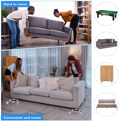 Heavy Furniture Dolly Movers With Lifter Set, Moving Dollies With 360° Rotation,4Pcs 9-Inch Rubber Steel Four-Dolly, Easy To Moving Heavy Furniture Load Capacity 1100 Lbs, Suitable For Sofa, Table Etc #TOP1