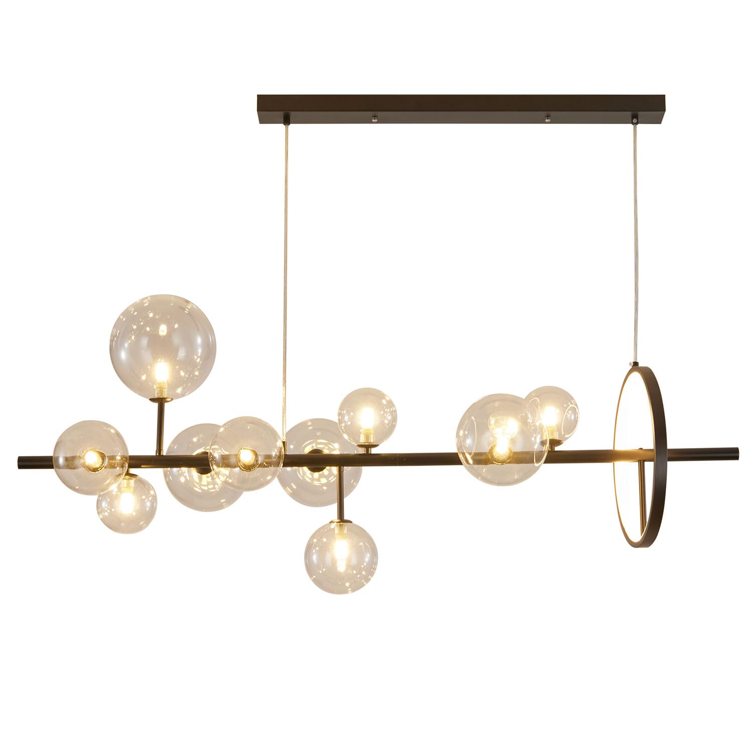 Maos 120X30cm Reiuytho Nordic Black Led Chandelier Light Glass Bubble Lampshade Dining Room Cloth Store Hanging Chandelier Lighting G9 Bulb (Color : )