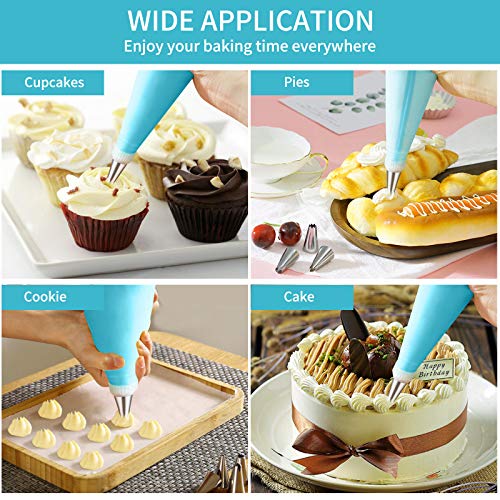 31Pcs Piping Bags And Tips Set,2 Reusable Pastry Bags With 24 Stainless Steel Decorating Icing Tips,3 Smoother & 2 Couplers,Silicone Icing Bags Tips For Cakes Cupcakes Cookies Baking Tools #TOP5