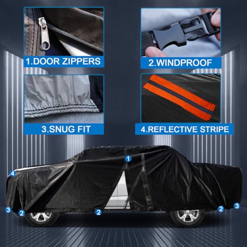 Image of Heavy Duty Chevy C10 /C20 /K10 /K20 /S10 Truck Cover Waterproof All Weather, Outdoor Full Exterior Pickup Truck Cover, Rain, Sun, Wind Protection (Up to 210 in) M