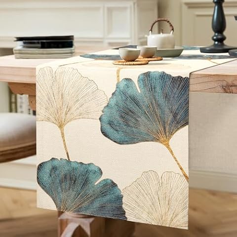BONSTRAP Ginkgo Leaf Table Runner Cover