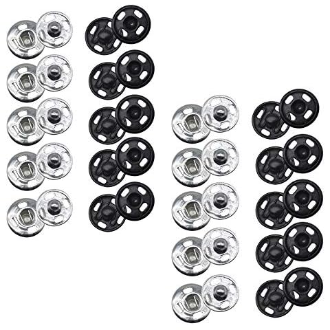 JOSDIOX Sew on Snap Metal Fasten Press Button for Sewing Clothing Silvery and Black (13mm 40sets Silvery and Black) Cover