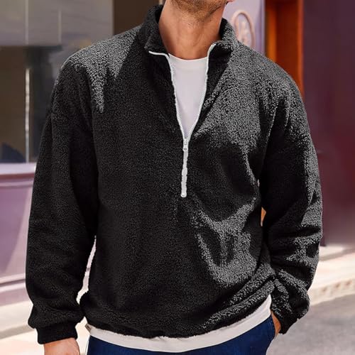 Yuemengxuan Men's Thermal Fleece Sweatshirt Half Zip Pullover Shaker Fleece Hoodies Lightweight Winter Outdoor Warm Sweater4