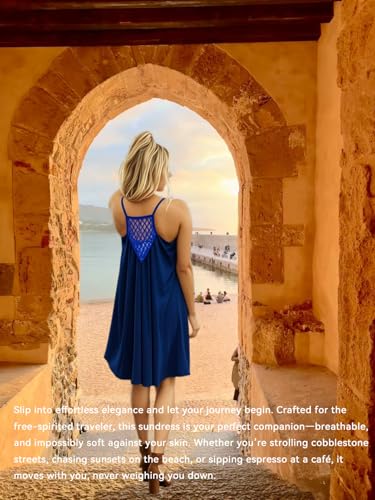 Image of Women's Chiffon Summer Casual Sundress Spaghetti Strap Tank Beach Dresses Bathing Suit Coverup