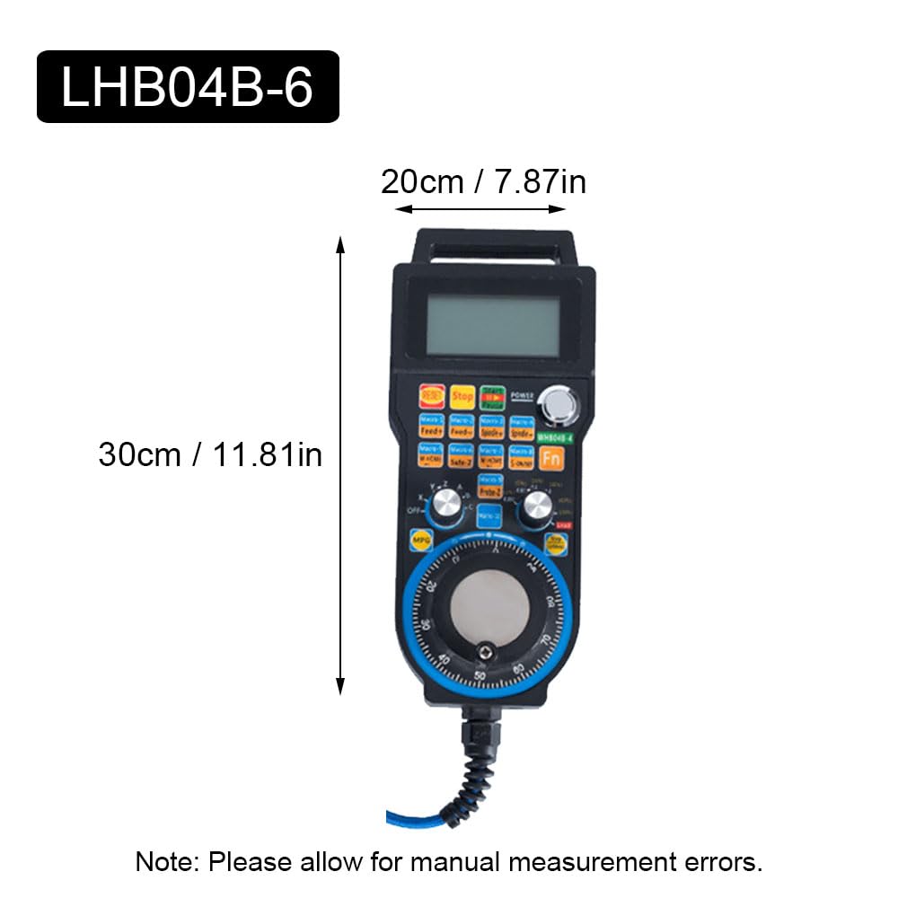 6 ejes Mach3 Handwheel MPG, control remoto E-Stop, CNC Router Electrónico Manual Pulso Generador Controlador para CNC Fresadora Torno Máquina de Grabado (LHB04B-6)