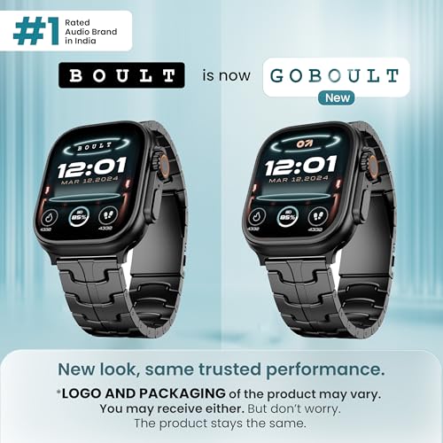 Image of GOBOULT Crown Pro Smart Watch 2.01'' AMOLED, BT Calling, Working Crown, AOD,Zinc Alloy Frame,650Nits Brightness, AI Voice Assistant, SpO2 Monitoring, 120+ Sports Mode(Midnight Black)