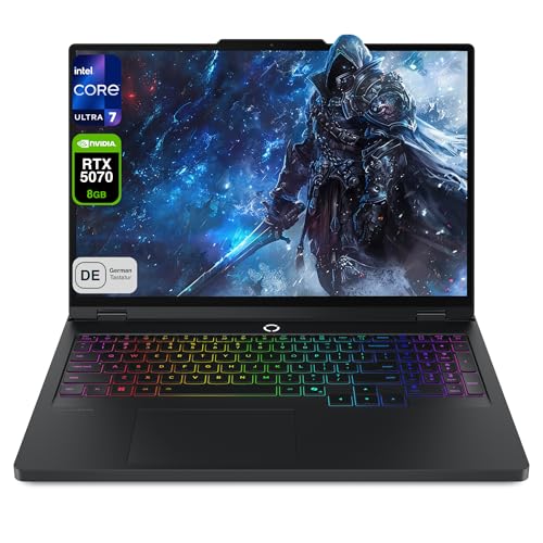 Lenovo Legion Pro 5i AI-Powered Gaming Laptop, Intel Core Ultra 7 255HX, 32 GB DDR5 RAM, 1 TB PCIe SSD, 16' OLED Display, NVIDIA RTX 5070, Deutsches Tastatur-Layout, W11 Home, Eclipse Black
