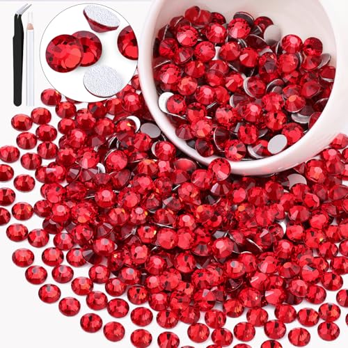 Image of 600PCS SS30 /6mm Crystal Glass Rhinestones for Bedazzling (Red /Siam) | Flatback Rhinestones for Crafting DIY Nail Art Makeup Decoration, Gems Diomand Charms for Tumbler Shoes Clothing Mug