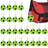 VEGCOO 24 Stücke Reflektor Anhänger, Sicherheit reflektierende Anhänger, Schlüsselanhänger Fussball, Leuchtanhänger Kinder, Kinder Reflektor Set, Schultasche Rucksack Fahrrad Joggen Leuchtband