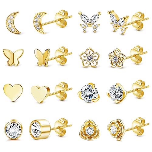 YADOCA 8 Paires Petite Boucles D'oreilles pour Femme Filles en Acier inoxydable Argent...