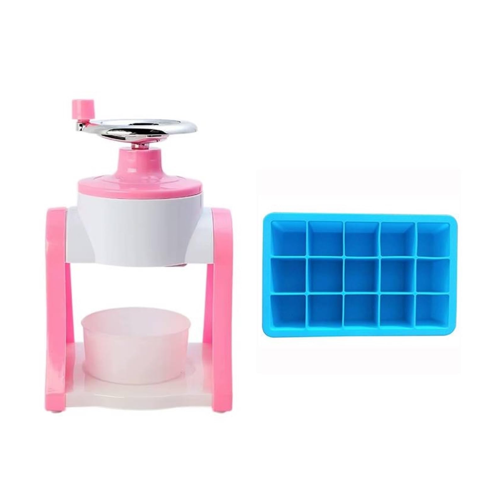 Tritaghiaccio Portatile A Manovella del Cono della Neve Rasoio Ghiaccio con Il Creatore Ciotola di Tritato for L'Ufficio Domestico All'aperto Tritaghiaccio Senza Sforzo(Pink Set)