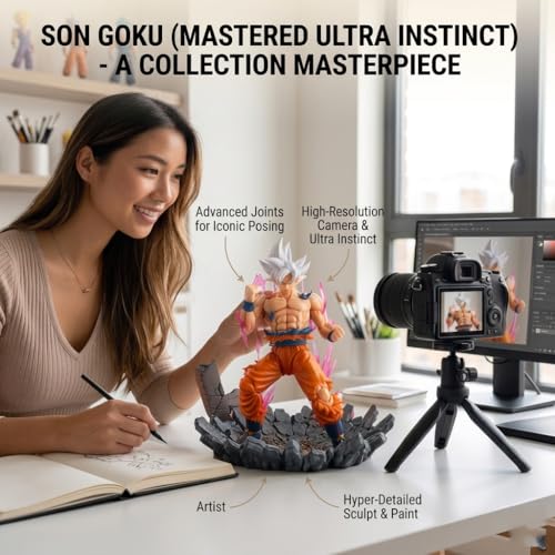 Image of Goku Ultra Instinct Action Figure 23CM Anime Collectible PVC Statue with Energy Aura Effect, Dynamic Floating Pose Display Model for Desk Decor, Anime Fans & Collectors (Goku Flying)