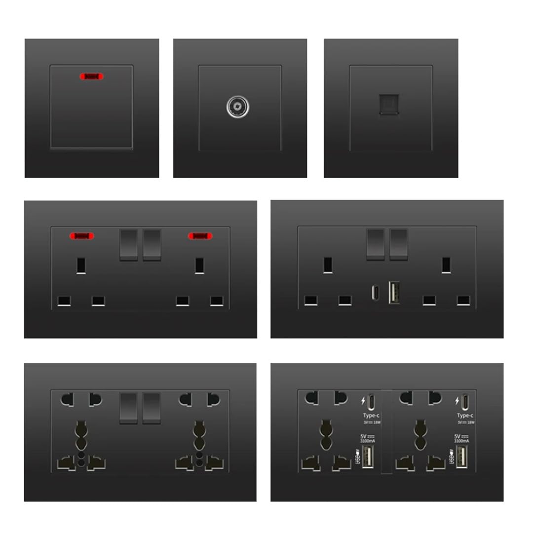 Prise Murale 13A Avec Prise De Charge Rapide USB 18W, Prise De Courant Murale Avec Chargeur USB universal-AC-18W
