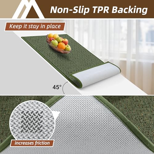 COSY HOMEER Kitchen Rugs 17" x 30" Washable Non Slip Kitchen Mats for Floor Absorbent Kitchen Carpet Stain Resistance Rugs for Kitchen,Sink Mat,Entrance,Area Rugs,Green — view 5