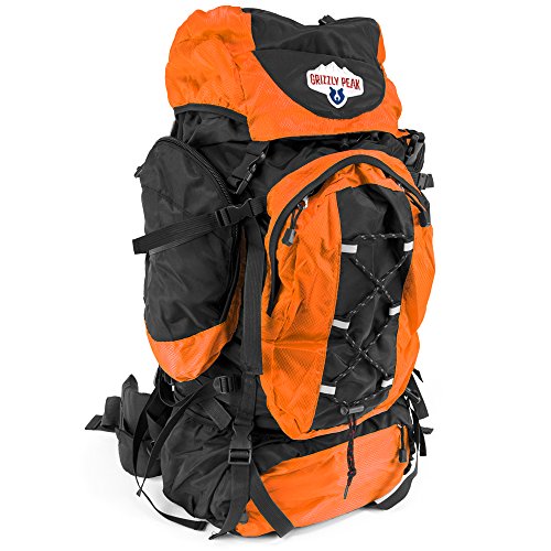 70L Internal Frame Hiking and Camping Daypack Backpack with Ripstop Water-Resistant Nylon (Orange)