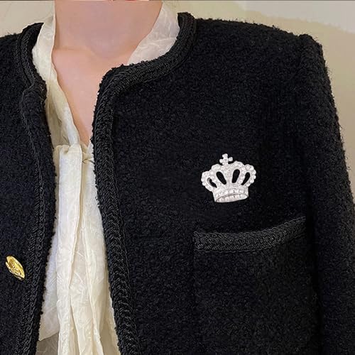 Image of YUNXI King Queen Royal Crown Brooch For Women Men Fashion Gold Silver Rhinestones Crystal Brooches Pin Wedding Party Banquet Birthday