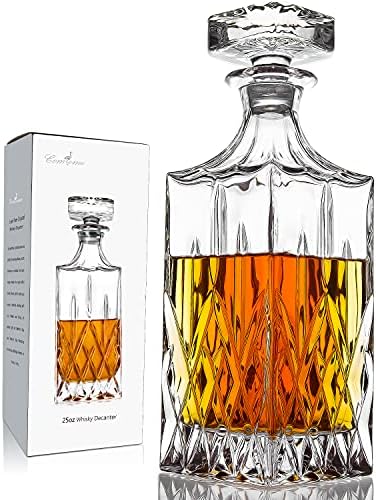 Whiskey Decanter With Glass Stopper ,26 oz Liquor Decanter For Alcohol , Wine , Scotch , Brandy or Bourbon Decanter , Lead-Free Crystal Decanter