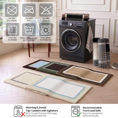 DEXI Bathroom Rugs 32x20, Soft Absorbent Bath Mat, Beige and Green by DEXI - Used condition - Image 9