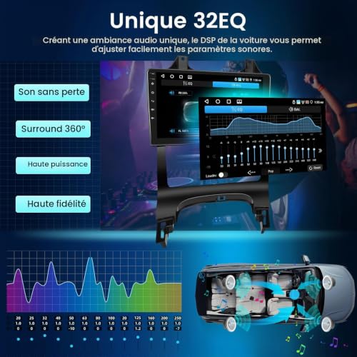 NHOPEEW 4+64G Radio Voiture pour Peugeot 3008 2009-2015 - Radio Android 9 Pouces avec sans Fil Carplay et Android Auto - Mirror Link 32EQ DSP Écran Divisé + Caméra de Recul & Microphone – vue 6