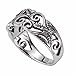 Chuvora 925 Oxidized Sterling Silver 8mm Filigree Leaves Swirl Vine Wreath Ring, Size 9
