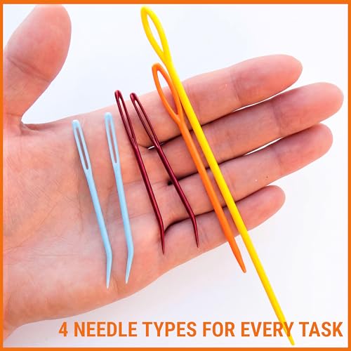 Image of Yarn Needles Large Eye for Crochet & Knitting - 6 Pcs Tapestry Needle Set, Bent Tip Steel & Plastic Darning Needles for Weaving in Ends