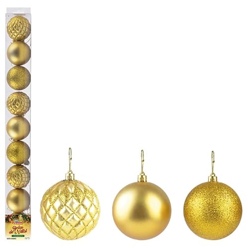 Bolas Enfeite Árvore de Natal Douradas 5cm Tubo com 9 Unidades
