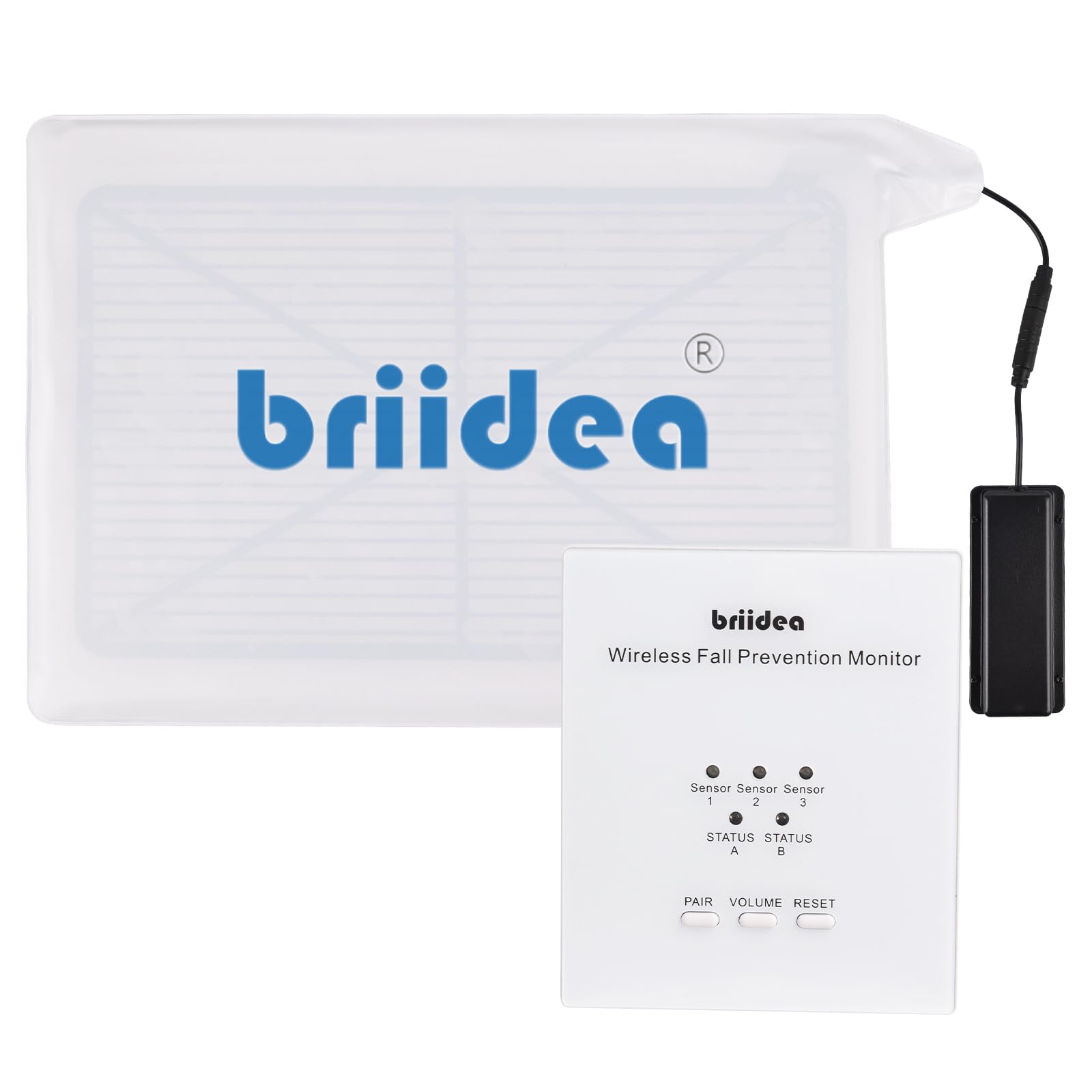 Briidea Alarma inalámbrica de silla para pacientes ancianos con demencia, sensor de prevención de caídas con 3 modos de alarma, almohadilla de PVC impermeable de 10 x 15, rango de 600 pies, soporta