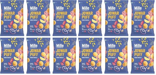 Image of Mille Jowar Puffs Magic Masala | 37% Millets | Baked | No Palm Oil | No Preservatives | Healthy Snacks | Naturally Gluten Free | 35g x 6 (Pack of 2)