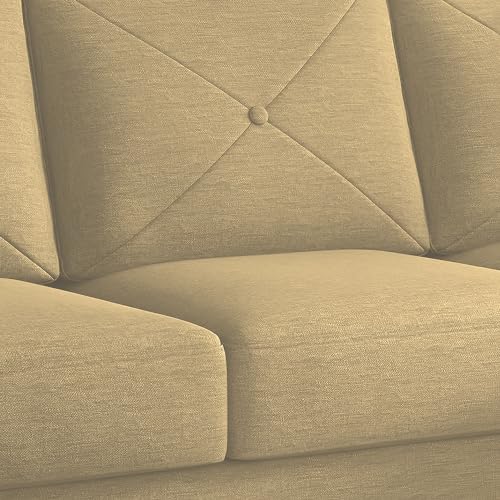 Image of Baloney RHS 4 Seater L Shape Sofa Set for Living Room (Cream Fabric) Premium Fabric Sofa