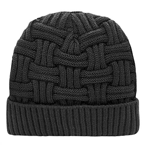 Loritta Men&Women Winter Thick Knit Skull Cap Daily Wool Warm Slouchy Beanie Hat, Deep Gray, One Size #TOP2