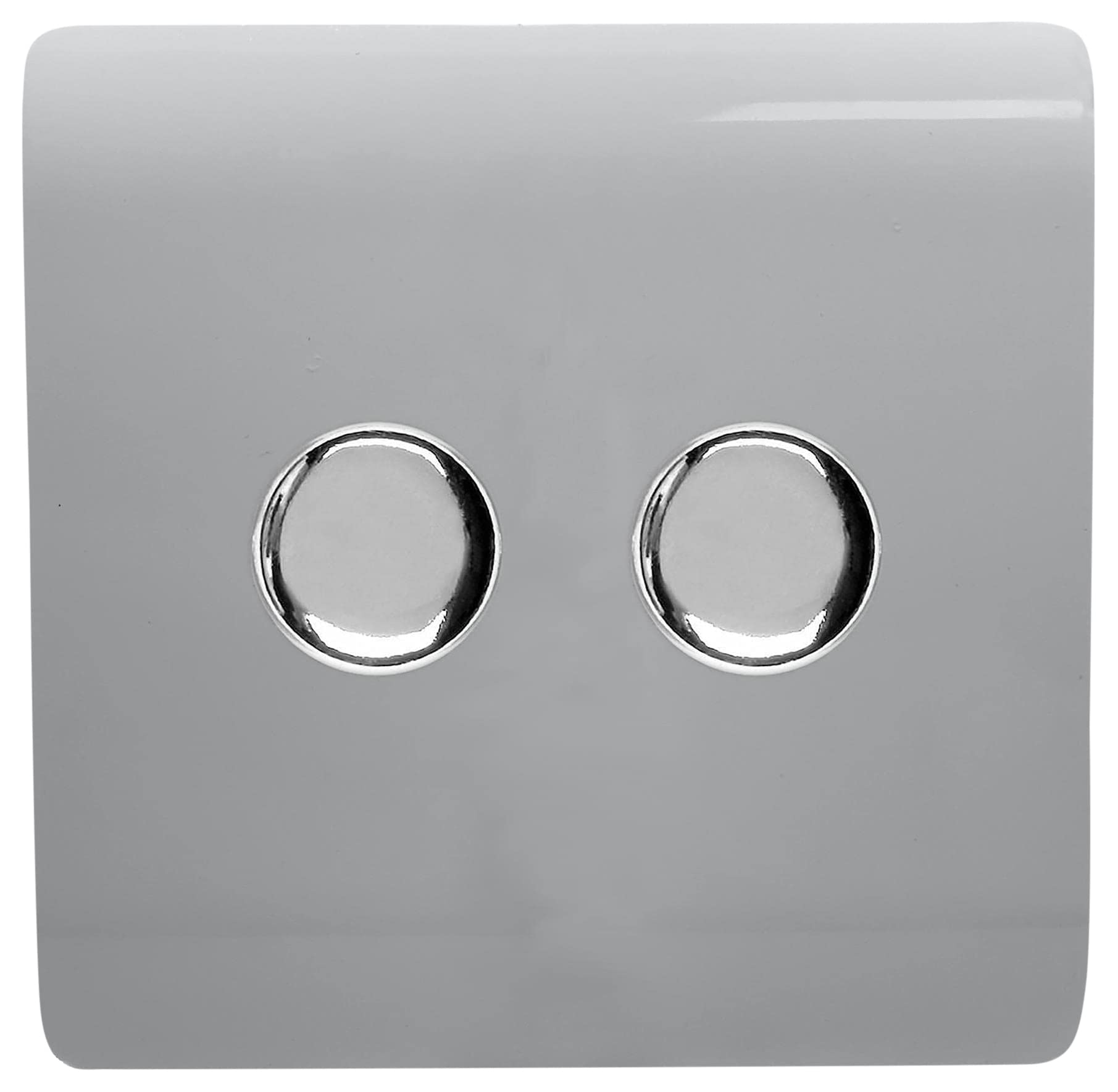 Trendi Artistic Modern Glossy Tactile 2 Gang 2 Way 120w LED Dimmer Switch Silver