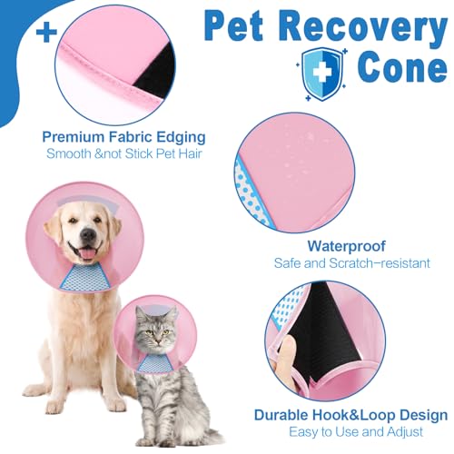 Image of Supet Dog Cone Collar Adjustable After Surgery, Comfortable Pet Recovery Collar & Cone for Large Medium Small Dogs, Elizabethan Dog Neck Collar Plastic Practical