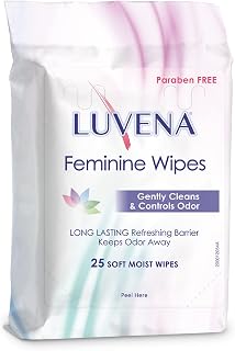 Luvena Cucumber Scented Feminine Wipes for Women - pH Balanced, Odor-Resistant, Gynecologist Tested, Travel-Friendly (25 Count)