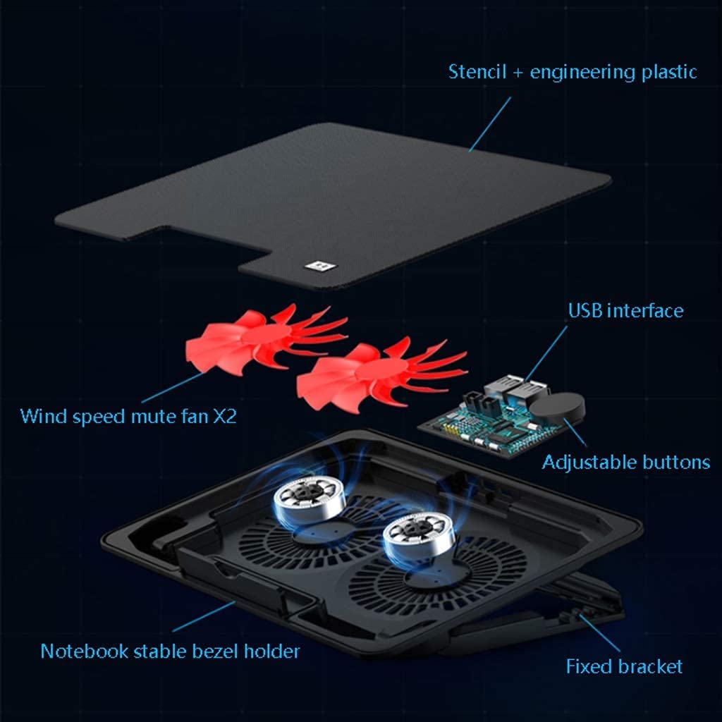 Base di raffreddamento da Gaming Tappetino Di Raffreddamento Per Laptop Per Notebook Con 2 Ventole A 1400 RPM Per Gaming USB per PC Notebook