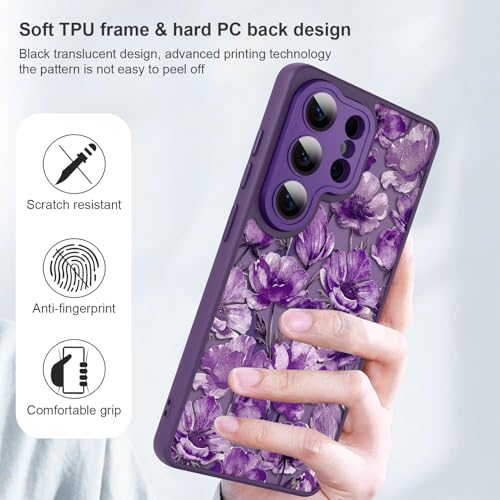 Coque Samsung S26 Ultra MagSafe fleurs violette TPU souple antichoc