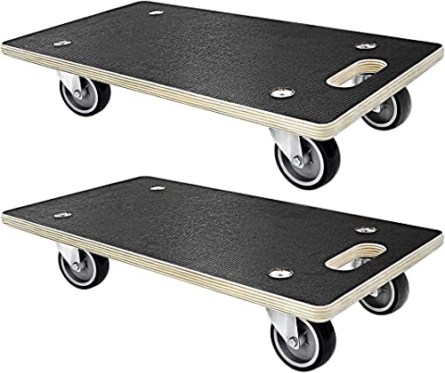 Rectangle Wood Platform Dolly 2 Pcs In 1 Pack, 550-Lb Load Capacity Heavy Duty Wood Furniture Dolly, Multifunctional Movers Carrier With 4 Wheels (Rectangle Furniture Dolly Tpr Wheels) #TOP17