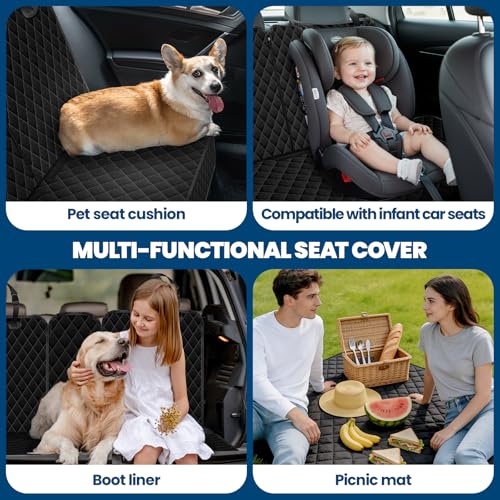 Dayacoco Dog Car Seat Cover, Waterproof, Non-Slip, Scratch-Proof Back Seat Cover, Easy-to-Clean Protector, Universal Fits Cars & SUVs Rear Seats (135 cm×123 cm), Black - Image 6