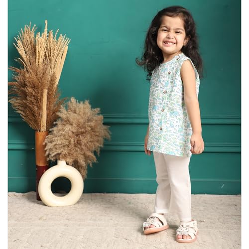 Image of POLKA TOTS Pure Cotton New Born Dress | Ultra-Soft, Breathable & Lightweight Sleeveless Jhabla Pant Set for Baby Boys & Girls | Baby Summer Clothes | Traditional Jabla & Pyjama Set for Newborns
