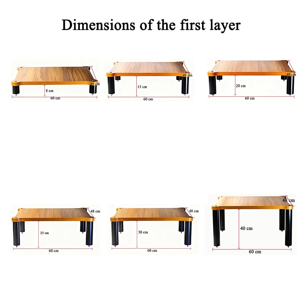 Soporte de madera maciza AV de 1 capa para consolas de juegos, reproductores de DVD, solución de almacenamiento para el hogar y la oficina (60 x 15 x 48 cm), diseño elegante y duradero