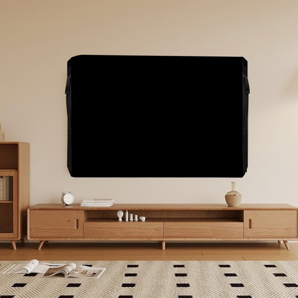 CREATCABIN Funda de TV para Exterior, Impermeable, A Prueba de Polvo, de Tela Gruesa, de Poliéster, con Banda de Contracción, Portátil, Plegable, Resistente A la Intemperie, Protección contra Rayones